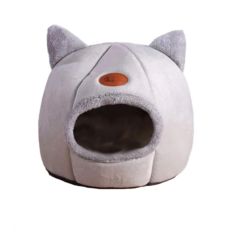 Winter Cozy Cave Bed for Cats & Small Dogs – Breathable, Removable Cushion, Non-Slip Bottom