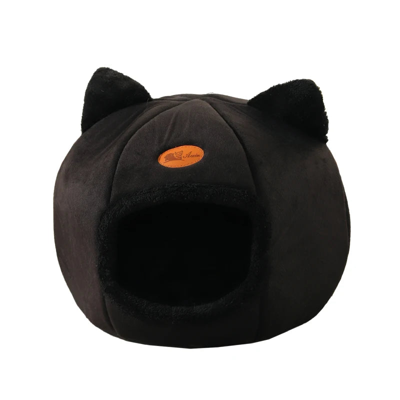 Winter Cozy Cave Bed for Cats & Small Dogs – Breathable, Removable Cushion, Non-Slip Bottom