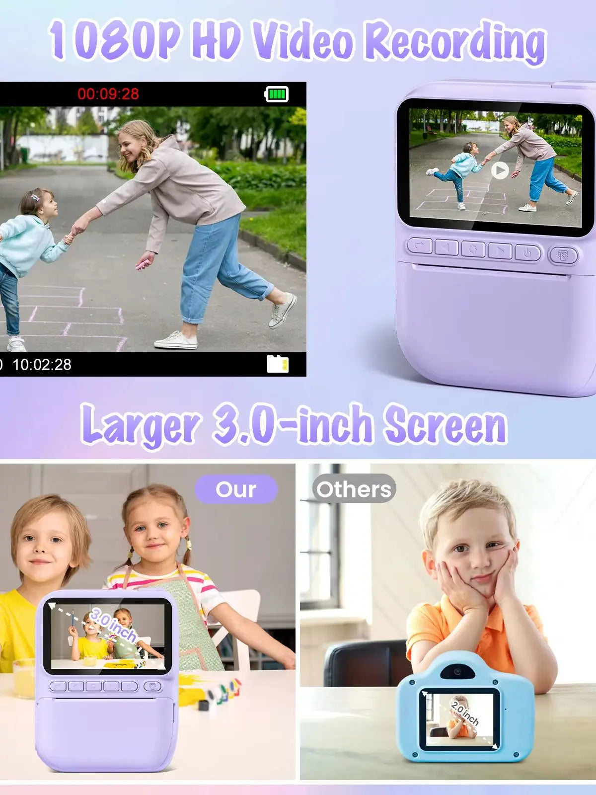 Kids Instant Print Camera – 32MP HD, 1080P Video + 3 Paper Rolls (Ages 6–12)