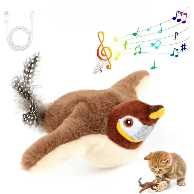 Interactive Flapping Bird Toy for Cats – Touch-Activated with Catnip & USB Rechargeable
