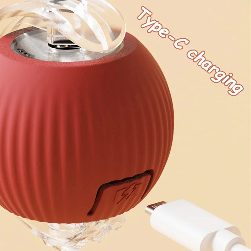 Smart Cat Ball Toy – Rechargeable, Auto-Rolling with Faux Tail