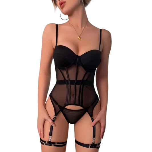 Vintage Corset-Inspired Lace Bodysuit