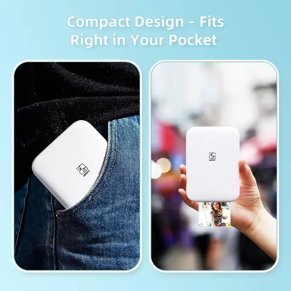 Portable Photo Printer – Wireless 2x3" Zink Printer + Sticky-Backed Pape