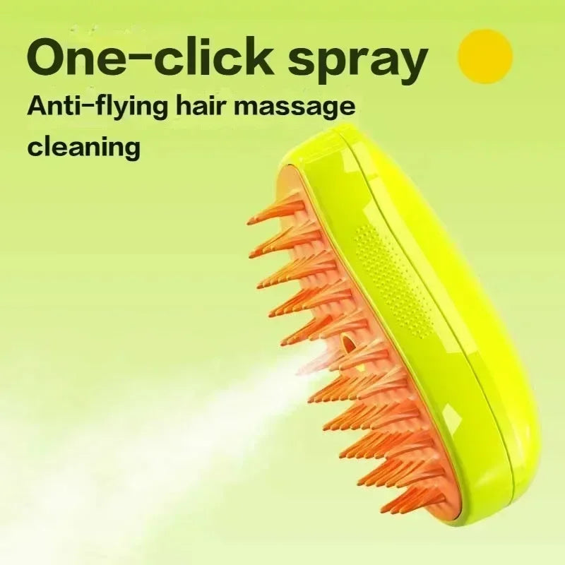 3-in-1 Steam Pet Grooming Brush – Electric Sprayer & Massage Comb