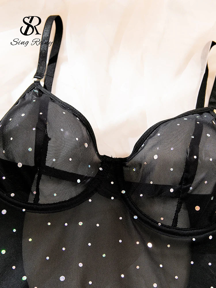 Piece Polka Dot Sheer Lingerie Set