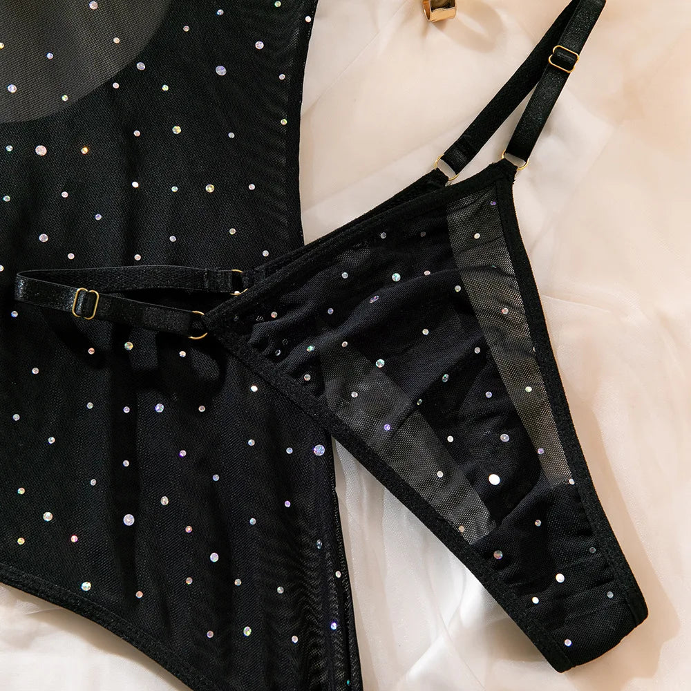 Piece Polka Dot Sheer Lingerie Set