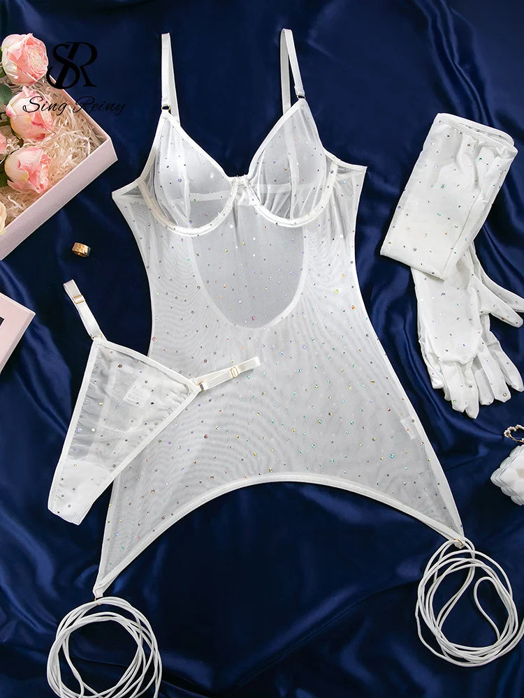 Piece Polka Dot Sheer Lingerie Set