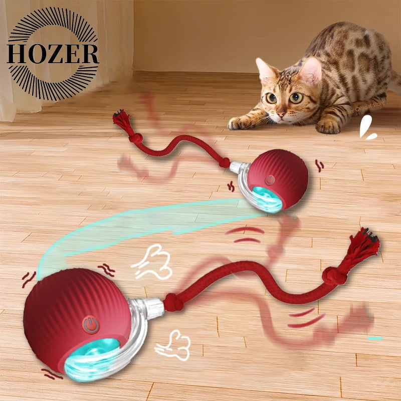 Smart Cat Ball Toy – Rechargeable, Auto-Rolling with Faux Tail
