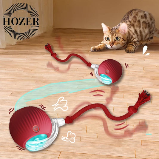 Smart Cat Ball Toy – Rechargeable, Auto-Rolling with Faux Tail