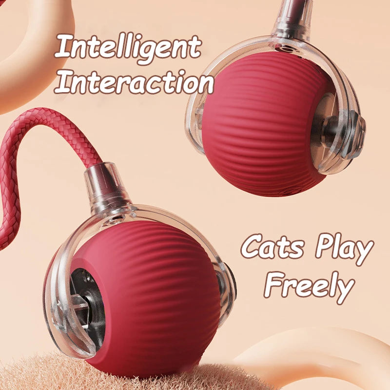 Smart Cat Ball Toy – Rechargeable, Auto-Rolling with Faux Tail