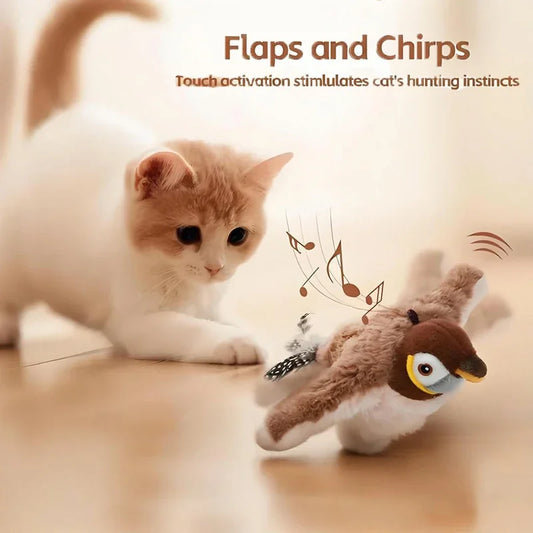 Interactive Flapping Bird Toy for Cats – Touch-Activated with Catnip & USB Rechargeable