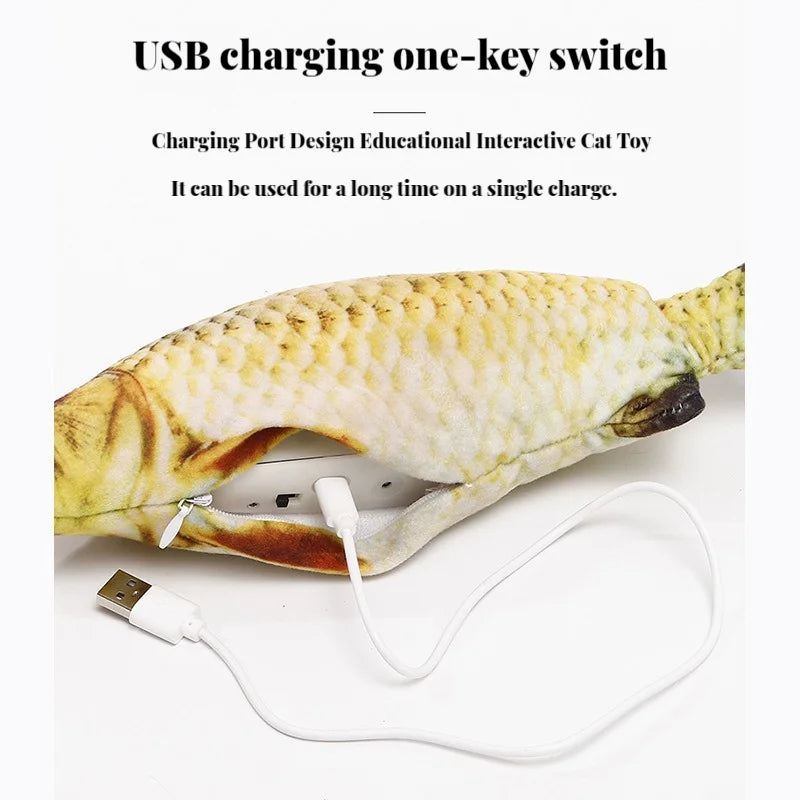 Electric Flopping Fish Cat Toy – USB Rechargeable Interactive Plush Toy