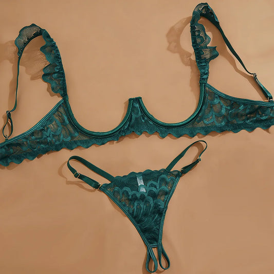 Lace Sheer Mesh Lingerie Set