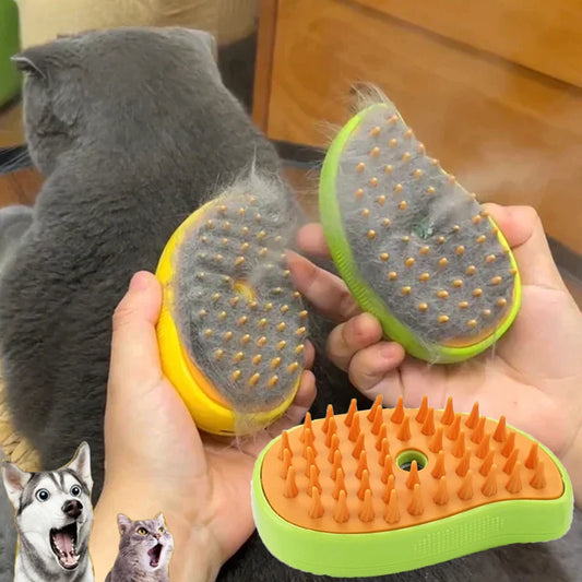3-in-1 Steam Pet Grooming Brush – Electric Sprayer & Massage Comb