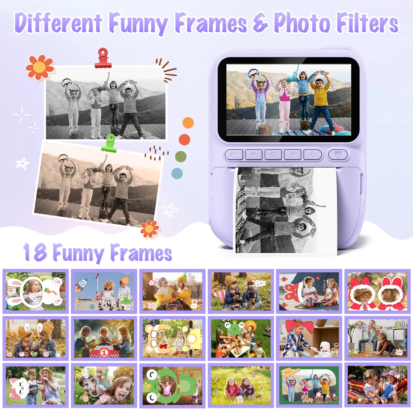 Kids Instant Print Camera – 32MP HD, 1080P Video + 3 Paper Rolls (Ages 6–12)