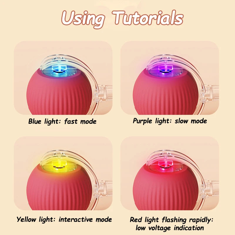 Smart Cat Ball Toy – Rechargeable, Auto-Rolling with Faux Tail