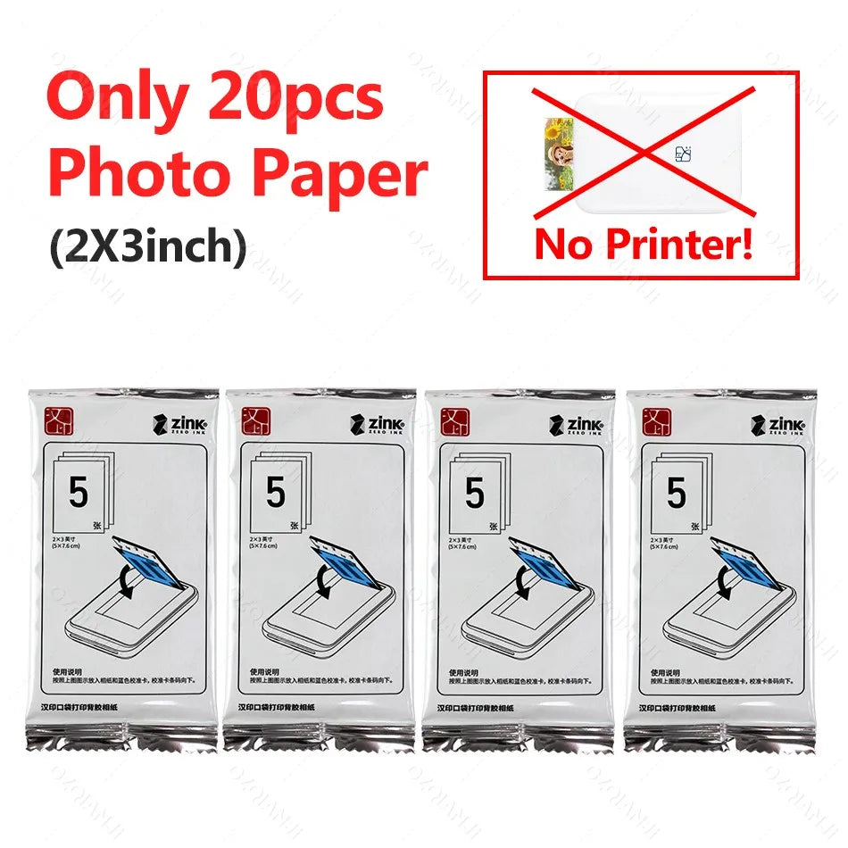 Portable Photo Printer – Wireless 2x3" Zink Printer + Sticky-Backed Pape