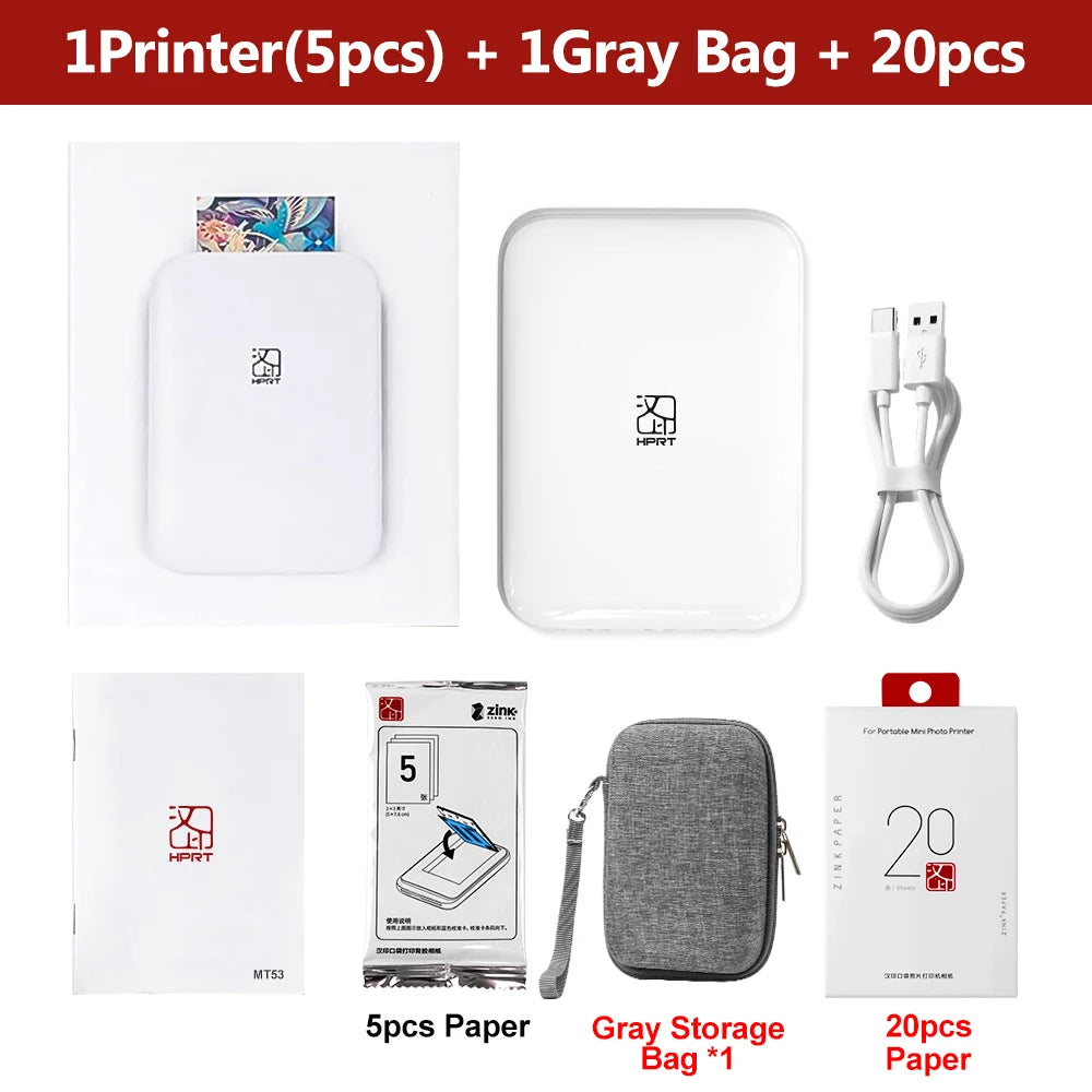 Portable Photo Printer – Wireless 2x3" Zink Printer + Sticky-Backed Pape