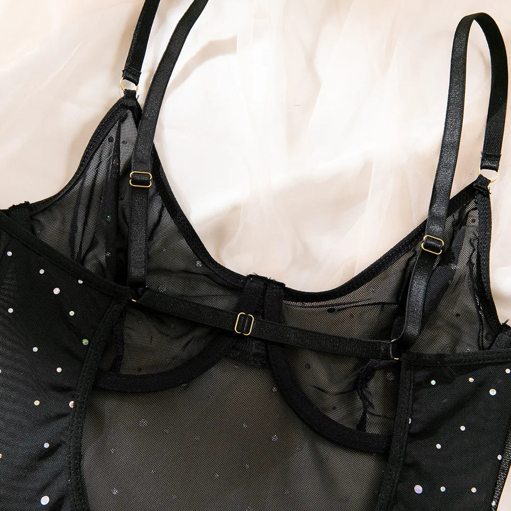 Piece Polka Dot Sheer Lingerie Set